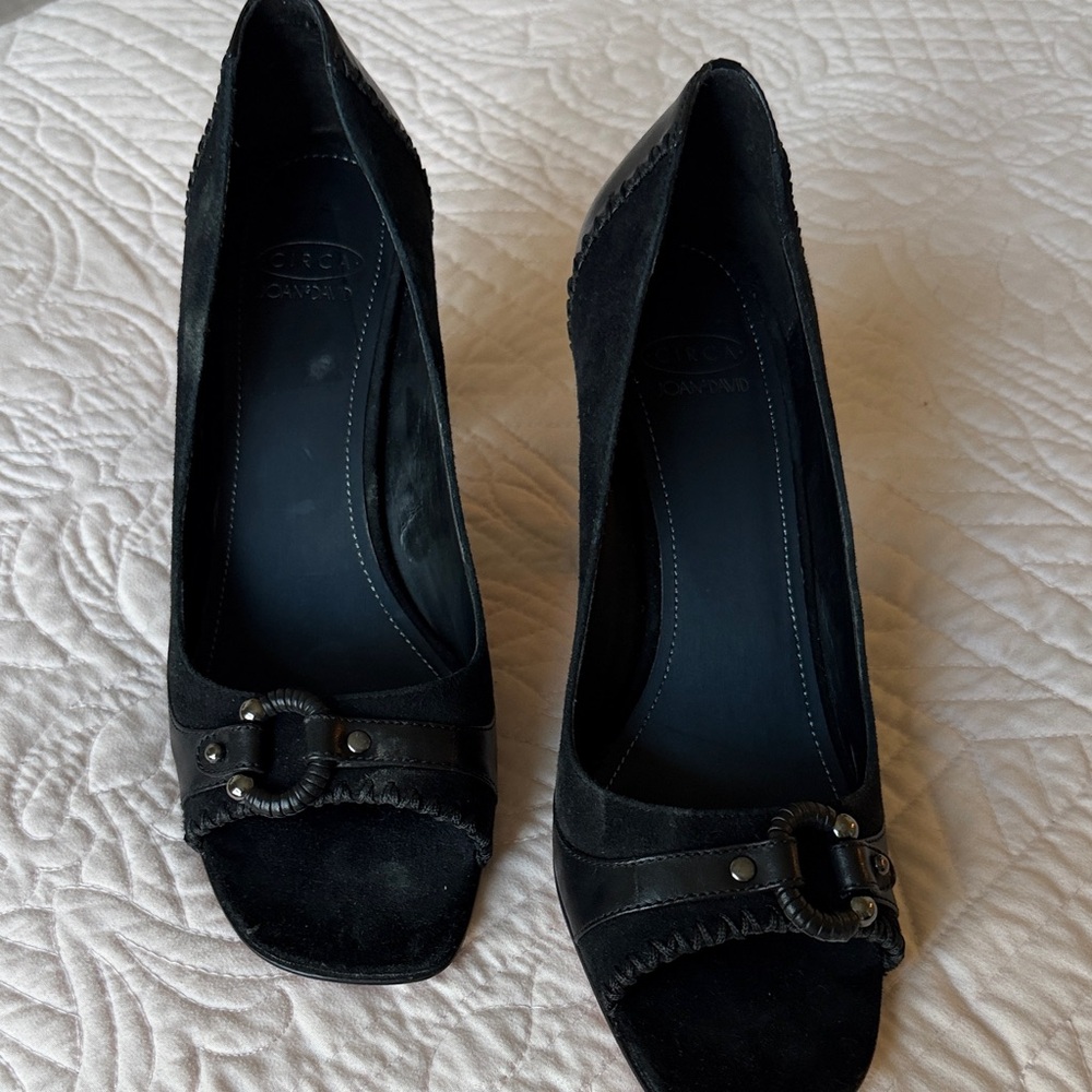 Chic Circa Joan & David Black Women's Heels with Buckle Detail